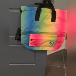 Zumba Fitness Rainbow Gradient Backpack Tote with Front Zip Pocket